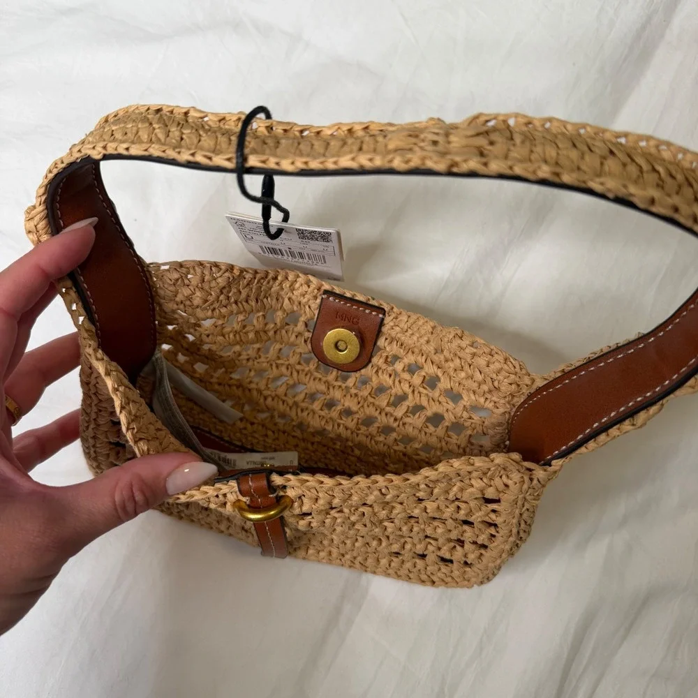 Mango Raffia Shoulder Bag